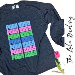 Posh Boss NWT Reseller Swag Merch Colorful Long Sleeve Gray Tee Unisex XL